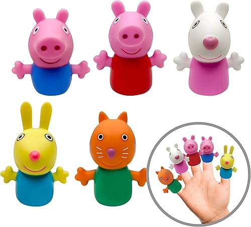 Peppa Pig - Marionetas de dedo 5 piezas recuerdos de fiesta educativos escuelas juguetes de baño hora de cuentos cesta de Pascua tiempo de juego
