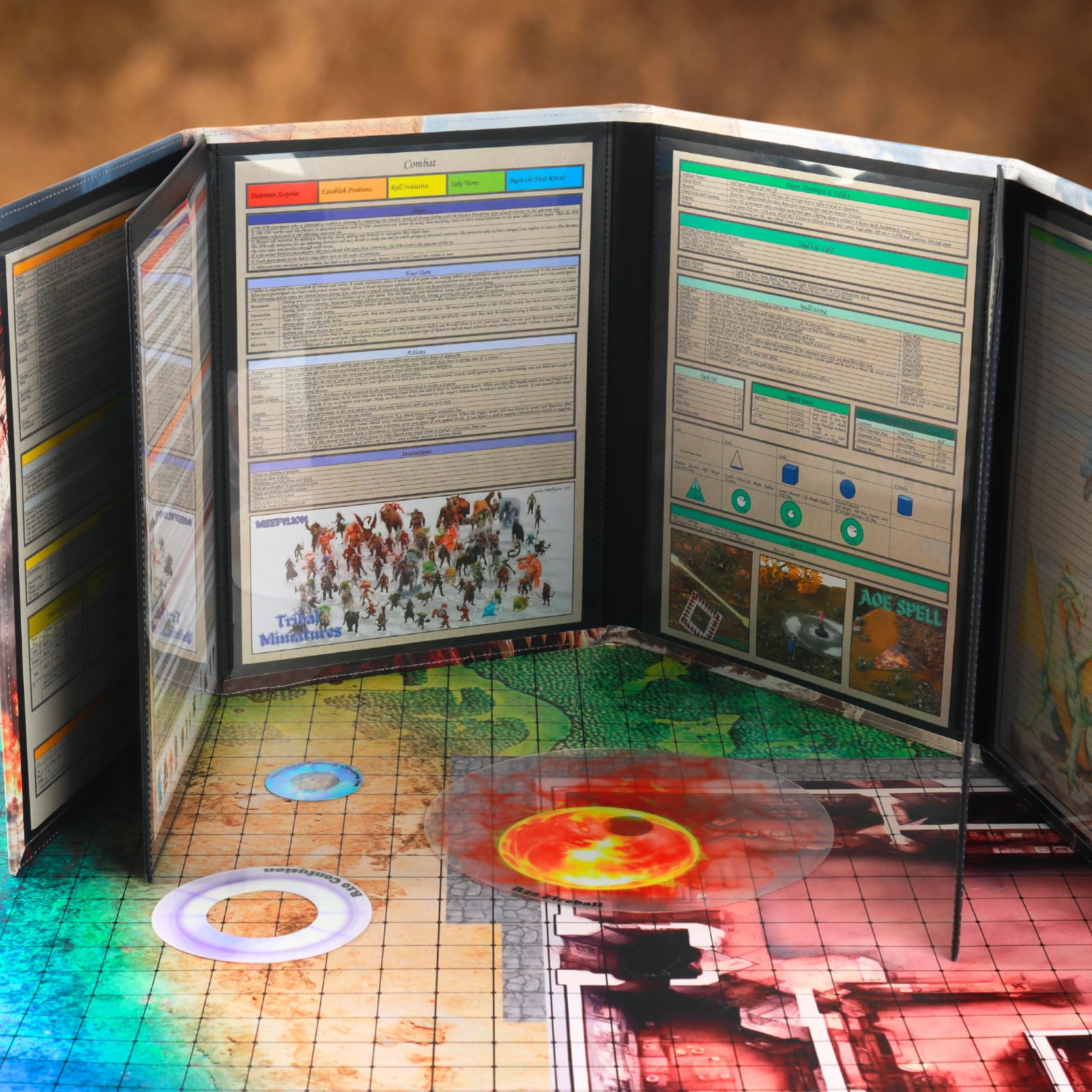 DND DM Ekran Obraz Olejny Efekt Ulgi Wodoodporna Tkanina 8 Paneli z Kieszeniami Dungeon Master Accessories Dungeons and Dragons 5e GM Screen D&D Gift