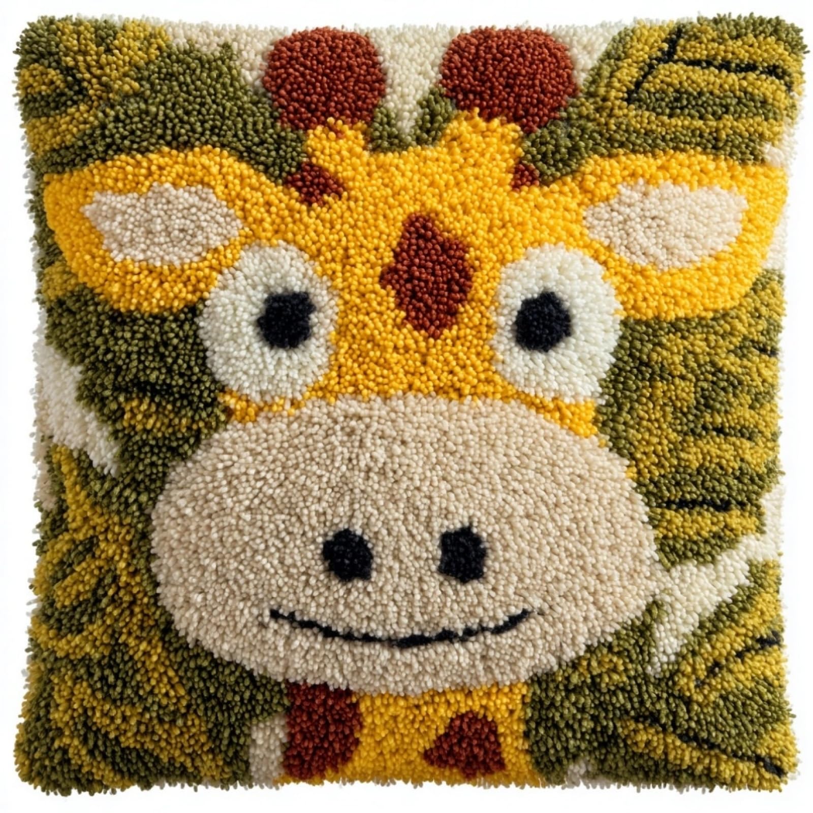 AxiangziK Latch Hook Pillow Kits 17x17in,Giraffe