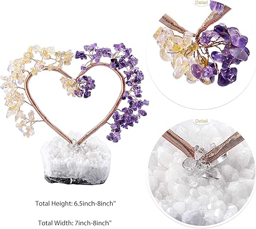 Miniatura 3 de Rockcloud Árbol de dinero de cristal hecho a mano con forma de corazón con base de geoda de cuarzo de roca natural para boda, decoración de oficina