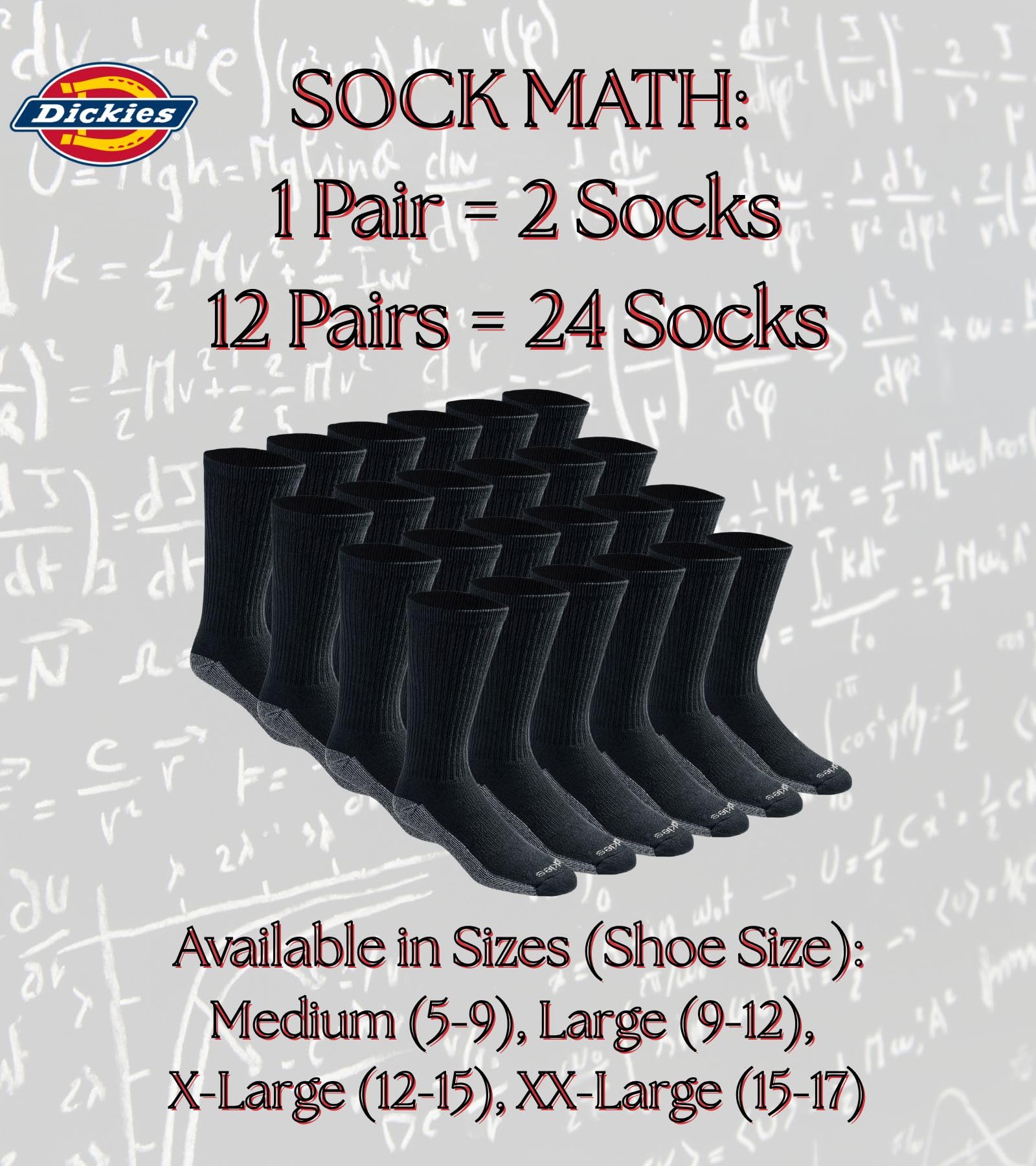 Dickies Dri-tech Essential Moisture Control Crew Socks, Available In M-xxl (6, 12 Pairs) Calcetines Hombre