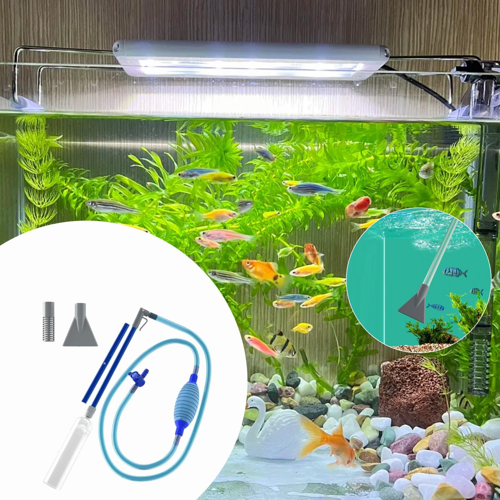 Fenteer Changeur d'eau pour Aquarium Nettoyeur Manuel pour Aquarium Aspirateur à Siphon pour Changement d'eau, 3.0 M