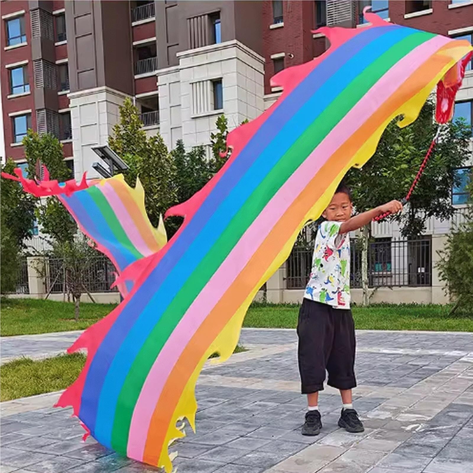 Lew smok rekwizyt do tańca, streamer, chińska głowa smoka, rekwizyt do tańca smoka, program występów szkolnych, sport na świeżym powietrzu (3 m)