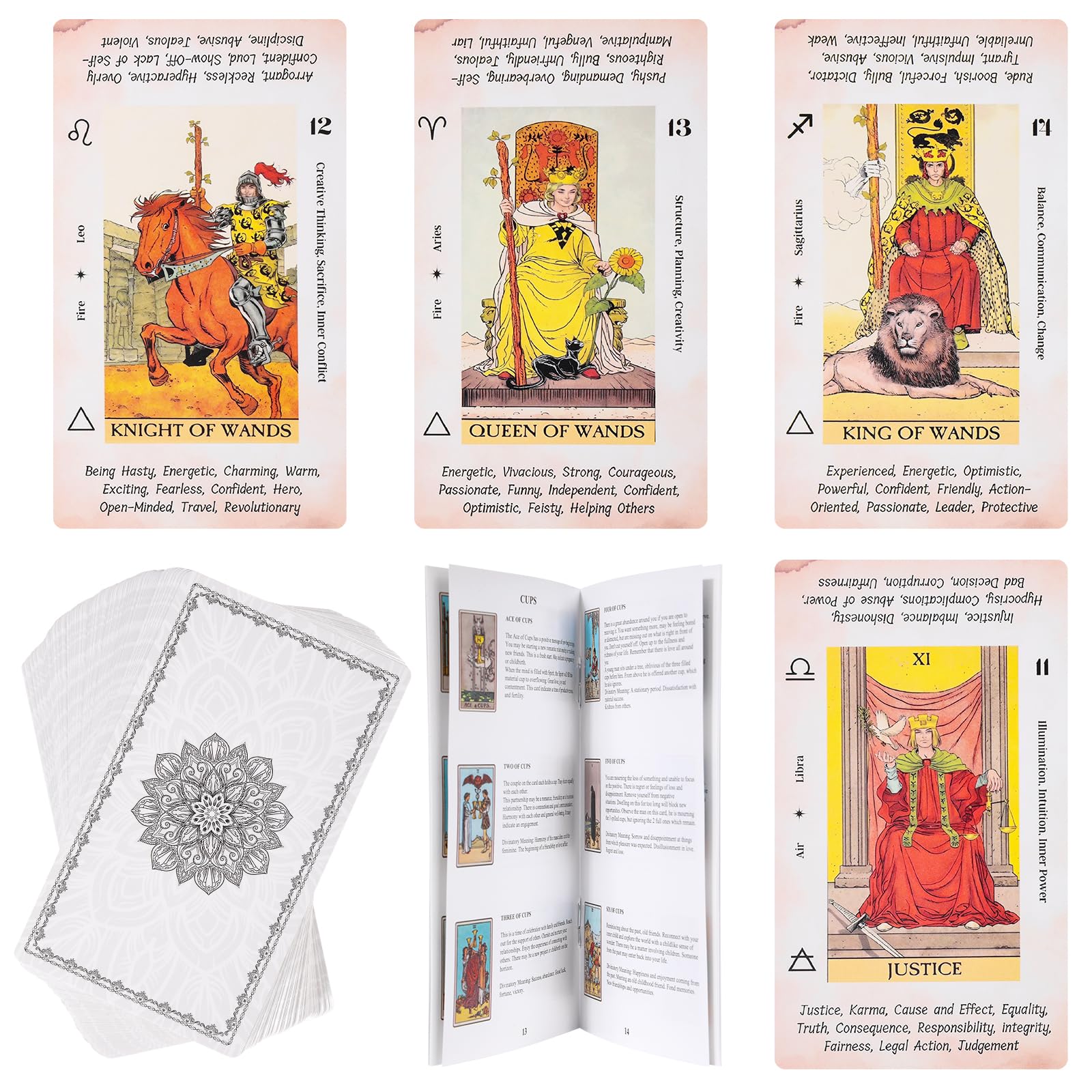 Tarot Cards for Beginners, 78 Original Tarot Deck Card with Guide Book, Durable Tarots Cards with Meaning on Them