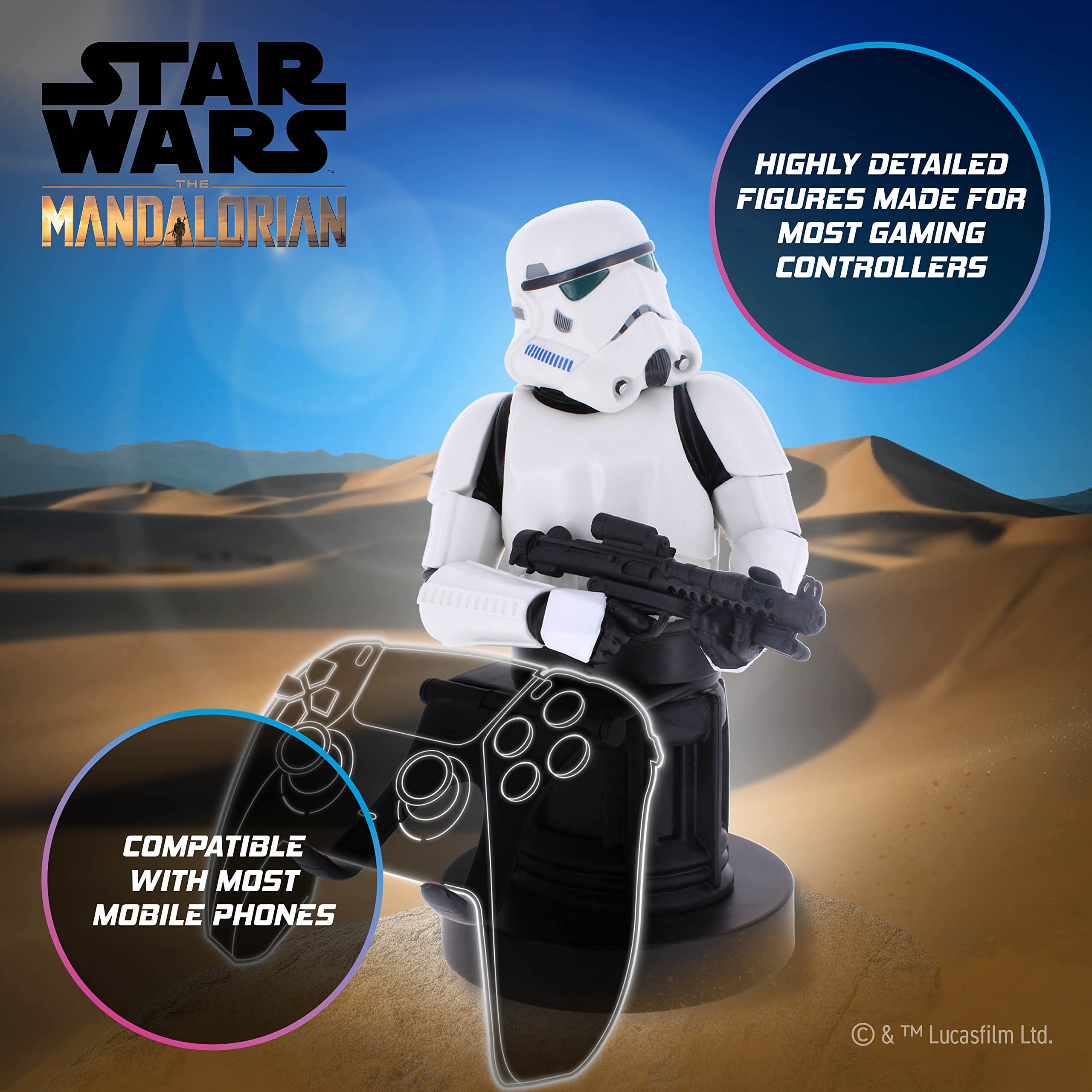 Cableguys Star Wars Imperial Stormtrooper Support Manette et Porte Telephone - Gaming Accessoire et Figurine pour Bureau et Gamer Setup, Compatible avec Xbox, PlayStation et la Plupart des Manettes