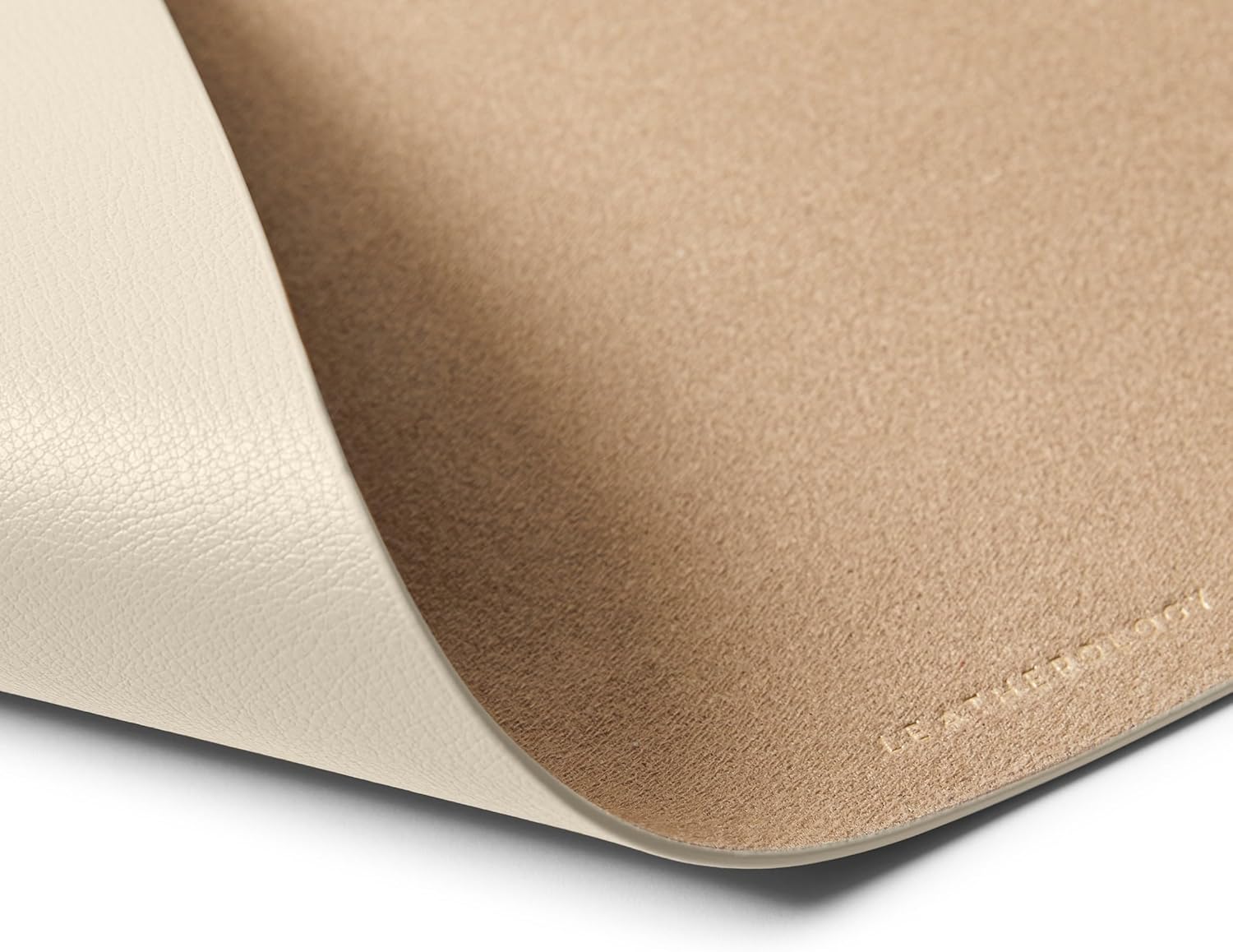 Leatherology Premium Tan Modern Mouse Pad – Full Grain Leather Desk Pad with Microsuede Base & Slim Travel Design