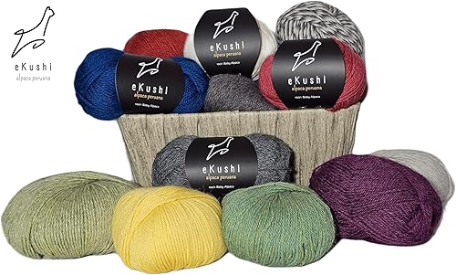 Miniatura 11 de Juego de 3 madejas de hilo de alpaca 100% bebé para tejer y hacer ganchillo, ligero, hipoalergénico y térmico fabricado en Perú, ideal para