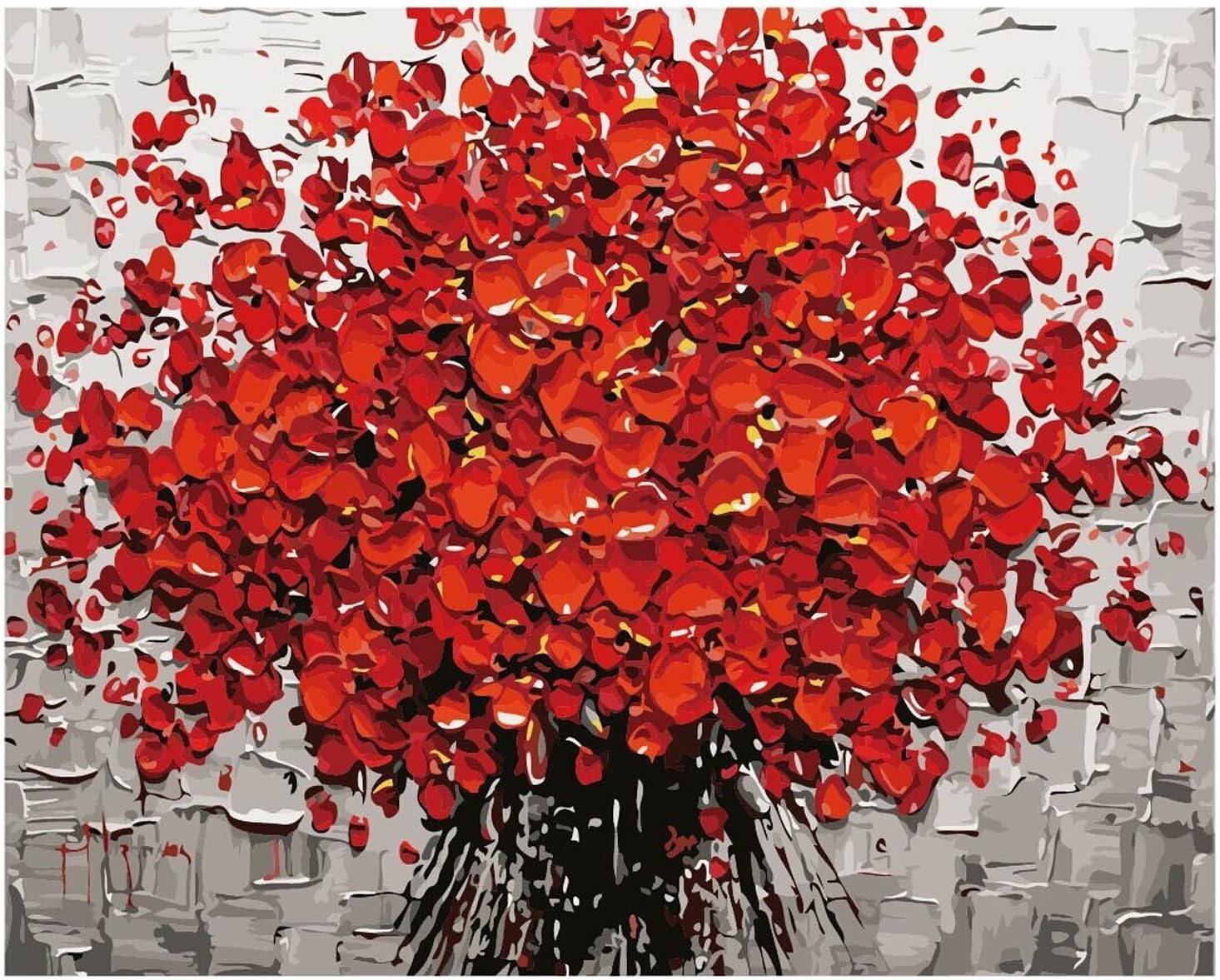 MTinHD 16x20 DIY Paint by Numbers for Adults Bunch of Flowers Painting Kit with Wooden Framed