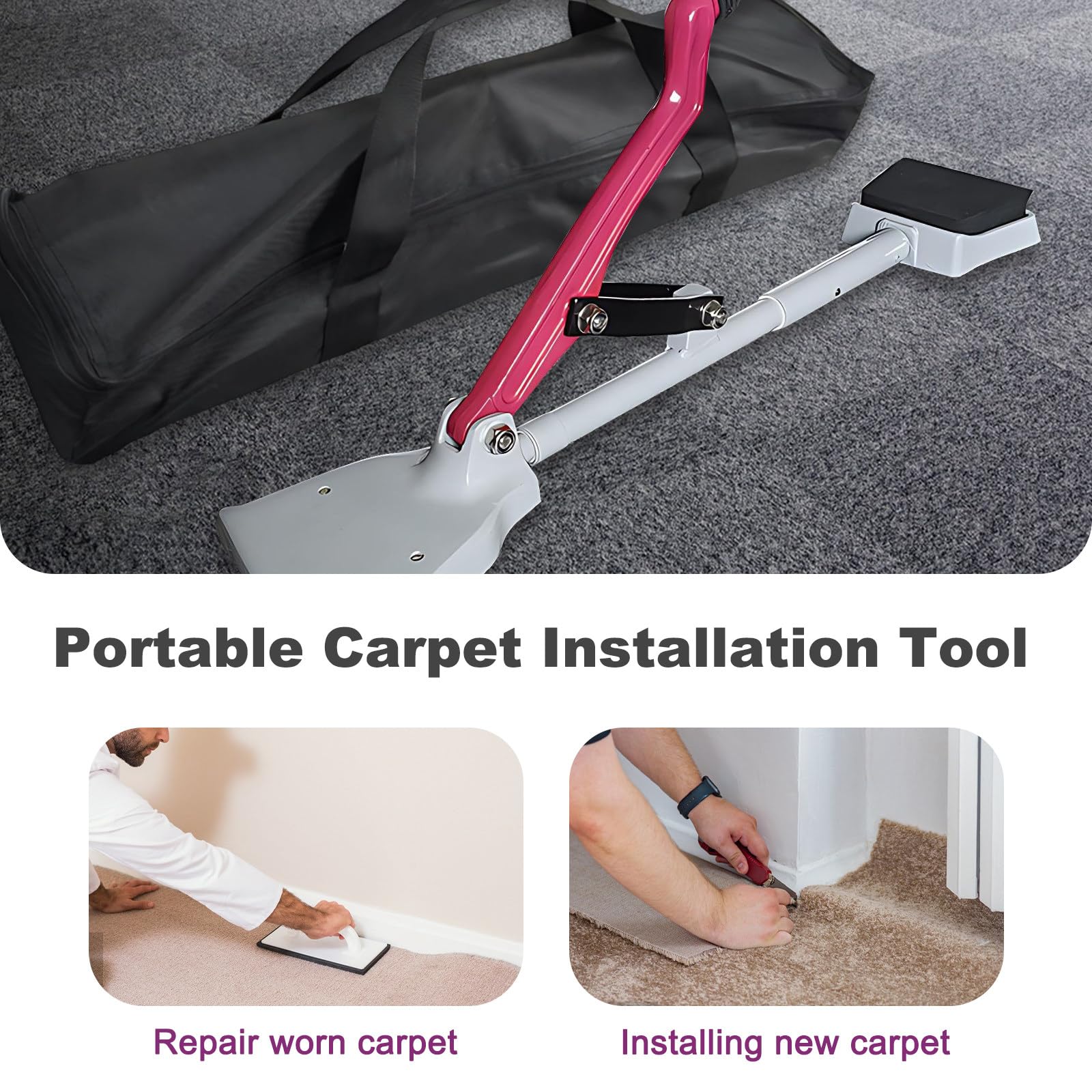 Outils de pose de moquette, zéro plis, tendeur de moquette, protection du genou, outil d'installation essentiel pour les projets de revêtement de sol
