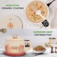 Vista 6 de NutriChef 1.6 QT Portable Electric Rice Cooker & Lunch Maker Multi-Functional & Non-Stick Ceramic Coating Digital Control Panel 6 Cook Blanco