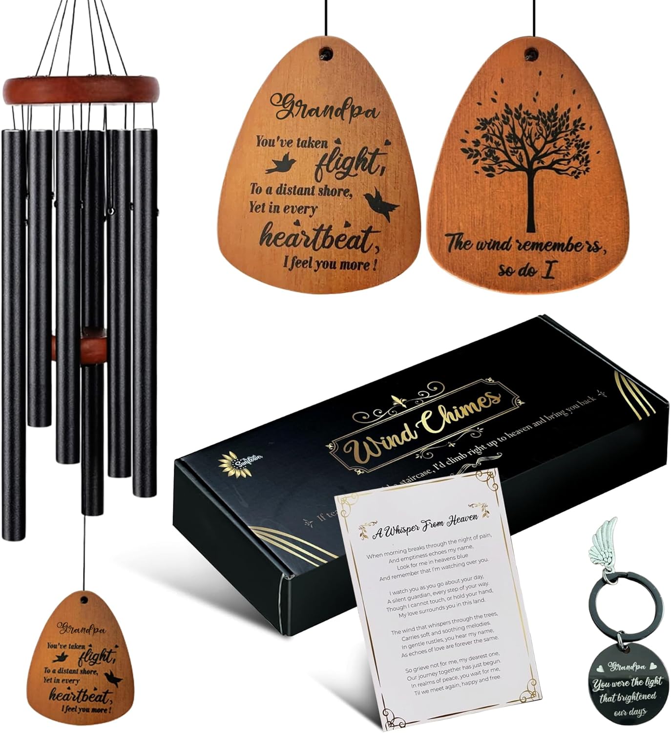 Memorial Wind Chimes for Loss of Father Sympathy Gift 32” - A Tribute to Strength & Love Sympathy Gifts for Loss of Dad -Funeral,Remembrance, Condolences Gift for Loss, Bereavement Windchimes Outdoors