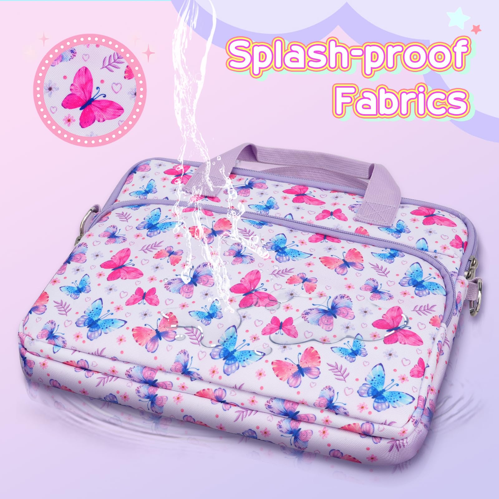 TiMOVO Housse pour Tablette avec Bandoulière, Pochette pour Tablet 12,5 Pouces, Sacoche Housse pour Tablette Universelle pour Fire Tablet, Kindle, iPad, Papillon