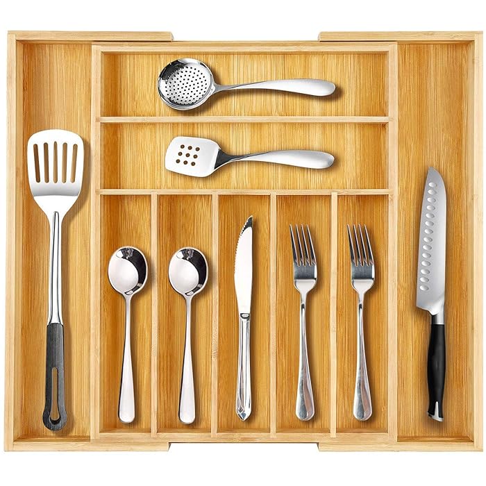 Buy Kohree Bamboo Expandable Cutlery Tray, Kitchen Drawer Organizer