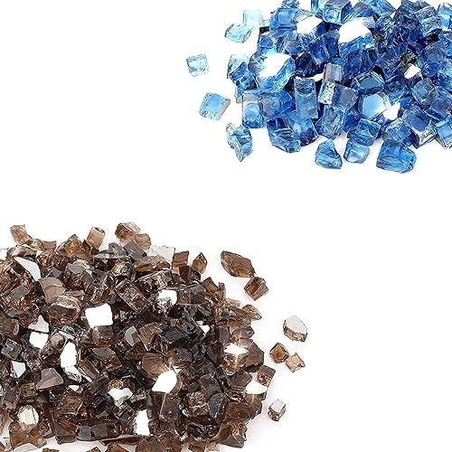 Skyflame Vidrio de fuego de alto brillo de 20 libras para paisajismo de chimeneas, cobre reflectante de 12 pulgada y reflectante azul pacĂfico Skyflame Vidrio de fuego de alto brillo de 20 libras para paisajismo de chimeneas, cobre reflectante de 12 pulgada y reflectante azul pacĂfico