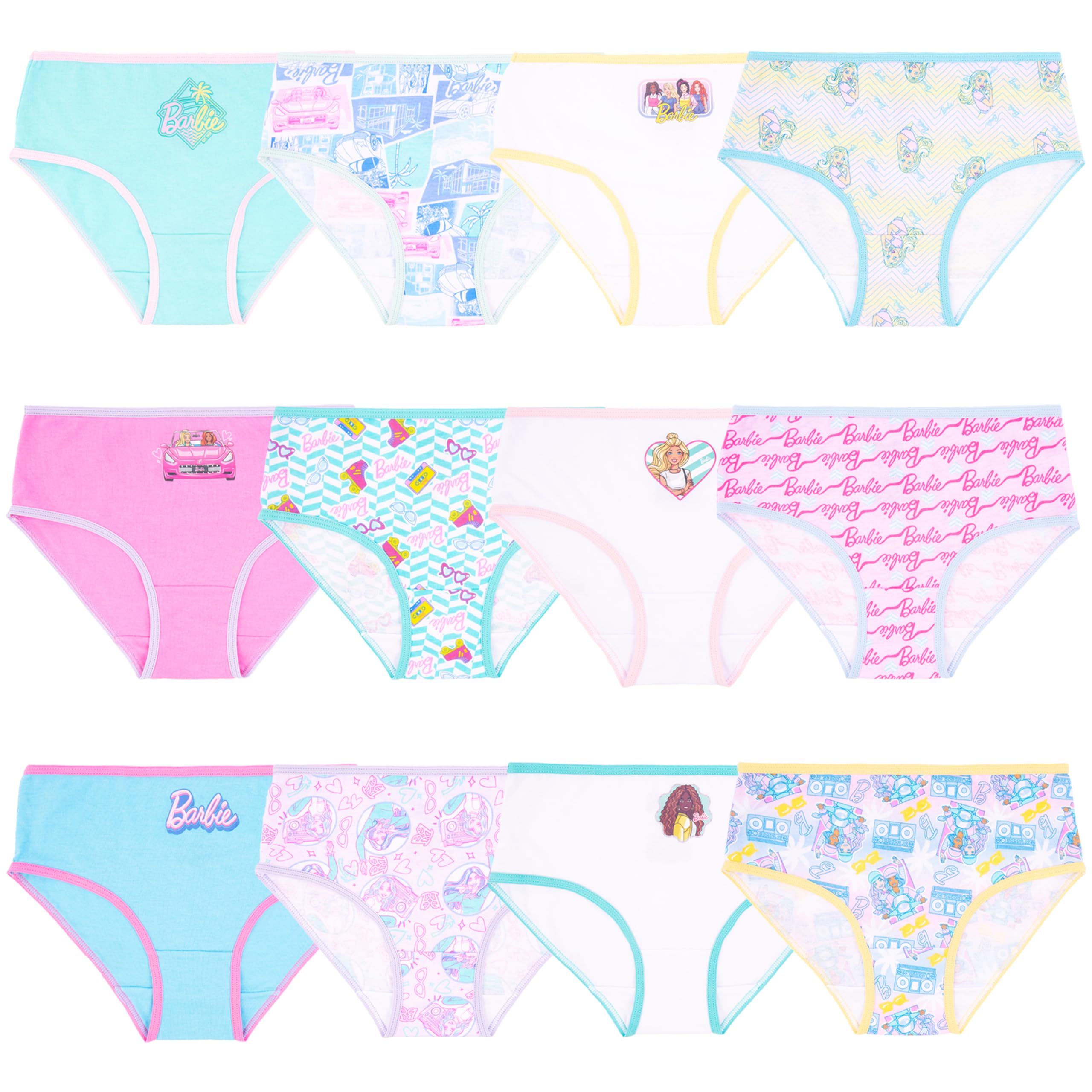 Barbie girls Amazon Exclusive 10-pk 100 Combed Cotton Underwear and 4-pk Girl Short Sizes 4 6 8 10