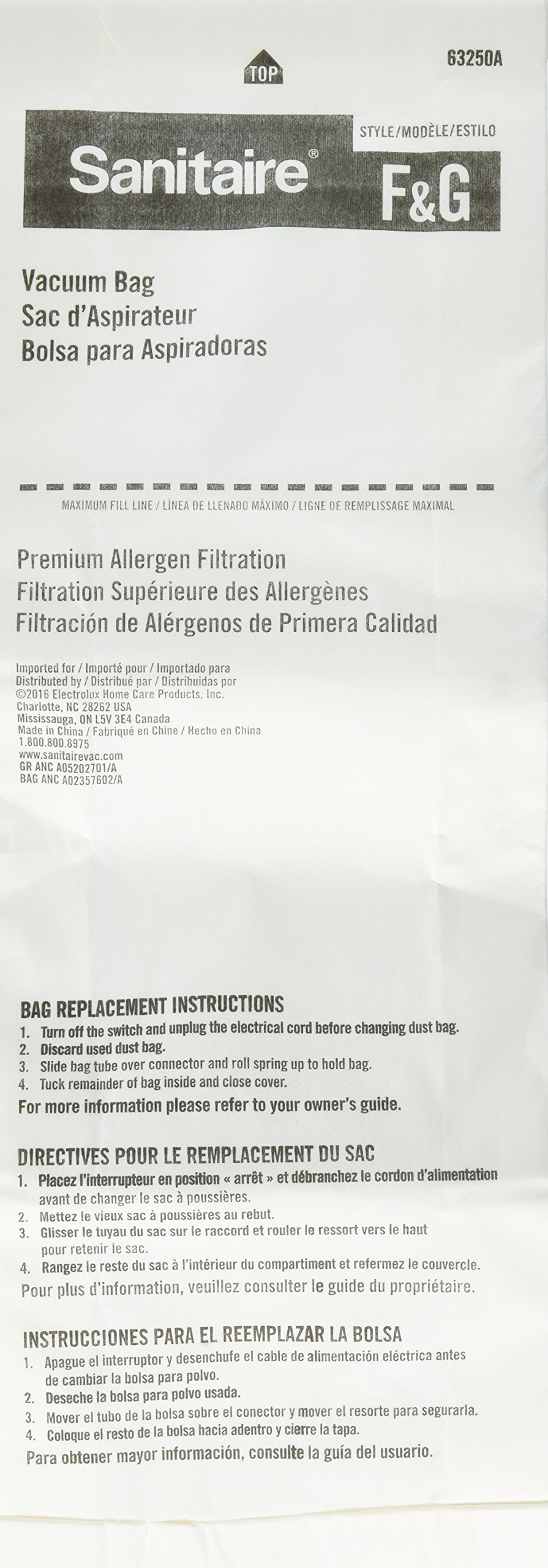 Sanitaire Eureka Style F and G Paper Bag (Pack of 5)