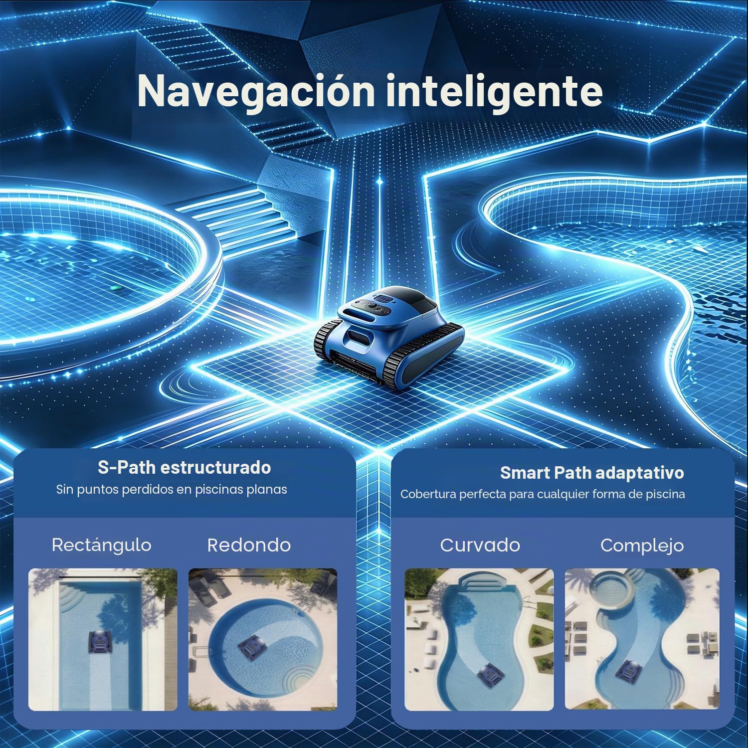 (Upgrade 2026) EVERCROSS BOT Robot Limpiafondos Piscina Batería, Limpiador Automático con Navegación IA, Flujo de 18.1 m³/h, Doble Filtro 3μm, Impermeable IPX8, Autonomía 180 Min