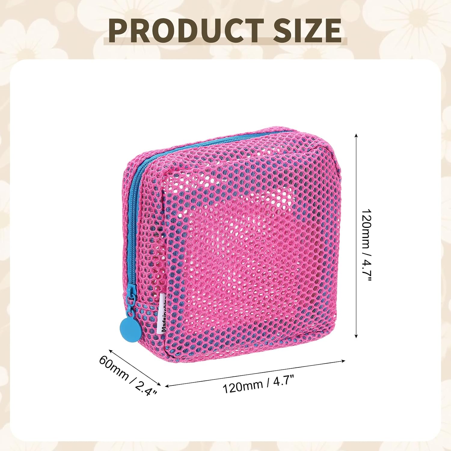 uxcell Mesh Makeup Bag 4.7" Portable Mesh Cosmetic Bag Cute Mini Rose Red image 2