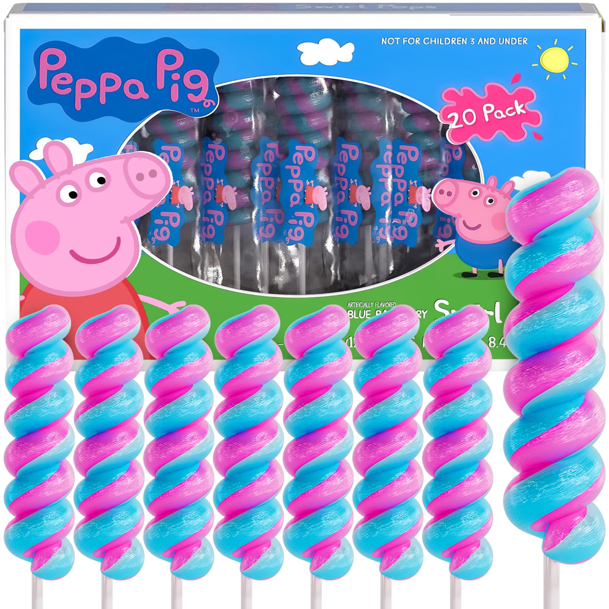 Peppa Pig Swirl Lollipops| Ideal For Peppa Pig Party Favors & Peppa Pig Birthday Party Supplies| Peppa Pig Snacks For Peppa Pig Cupcake Toppers,