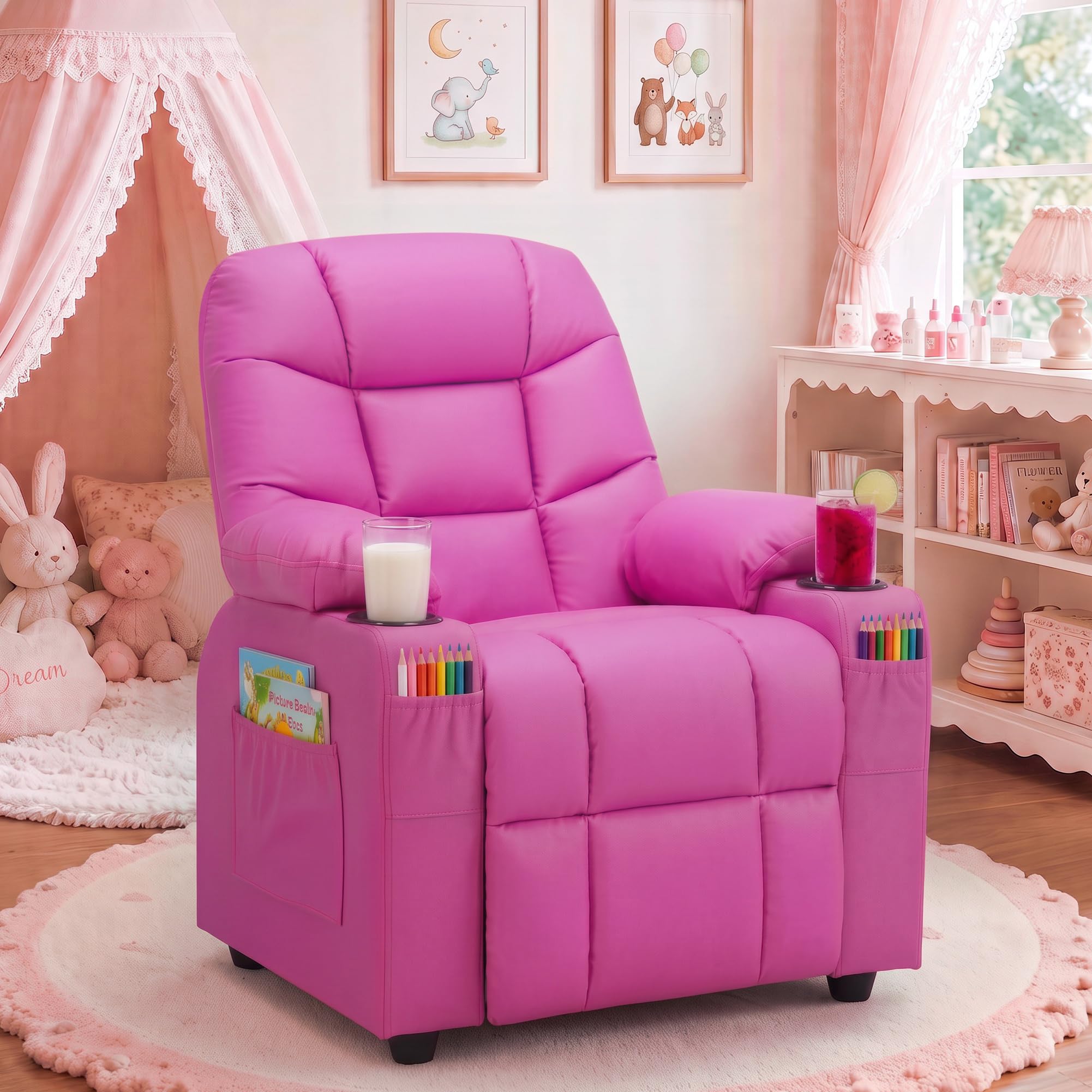 Kids Recliner Chair PU Leather Toddler Big Reclining Sofa Lounge Ages 3-12