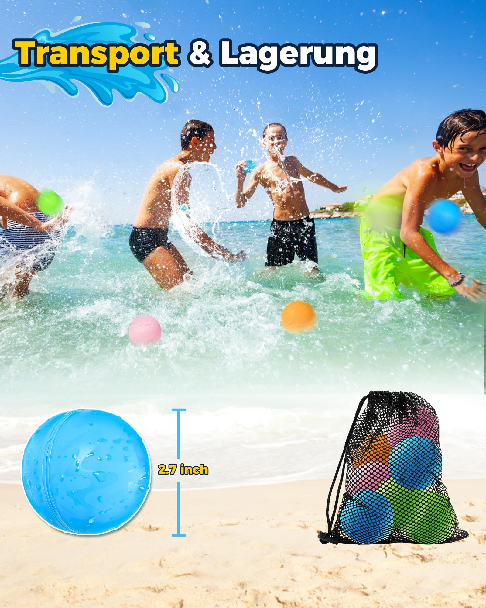 KOKODI Wasserbomben Wiederverwendbar, Silikon Schnellfüllen & Selbstverschließen Wasserbomben für Kinder & Erwachsene, Wasserspielzeuge für Sommer Schlachtspaß (12pcs)