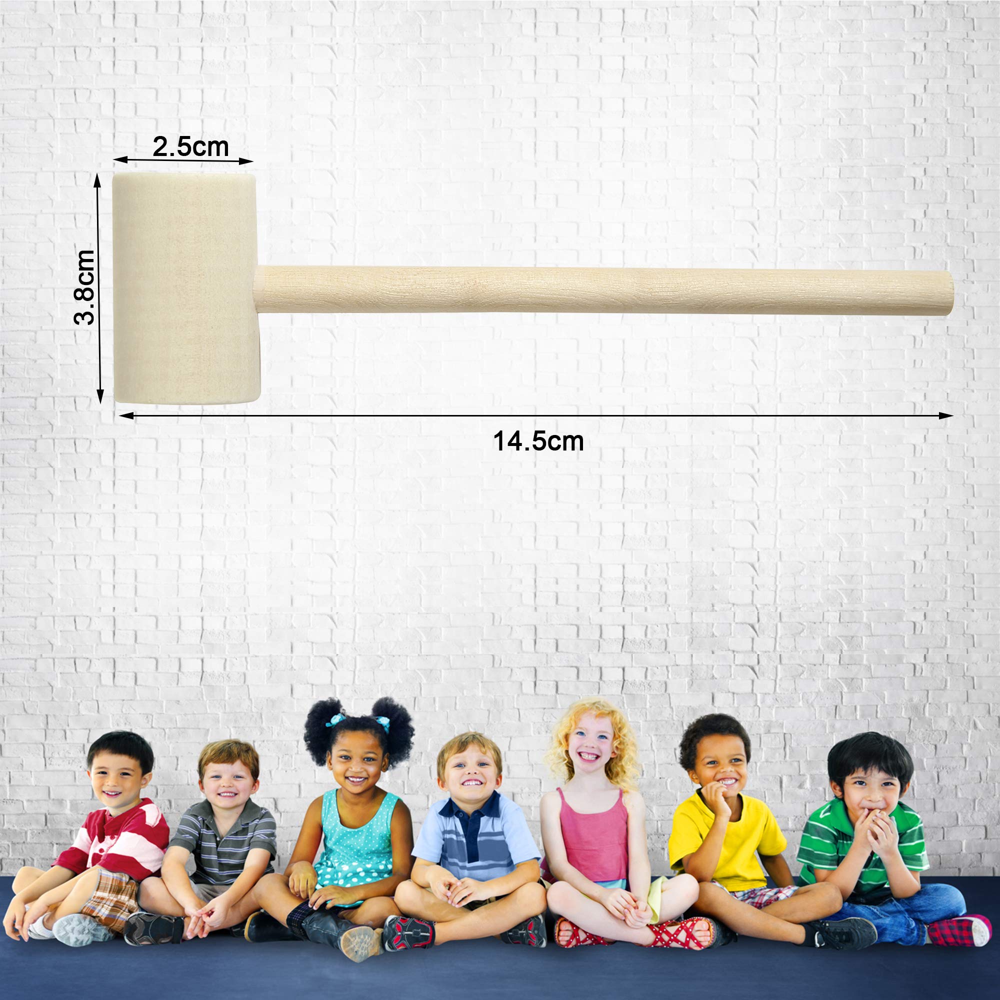 18 piezas Mini martillo de madera creativo golpeando mazo educativo para niños y niñas 2