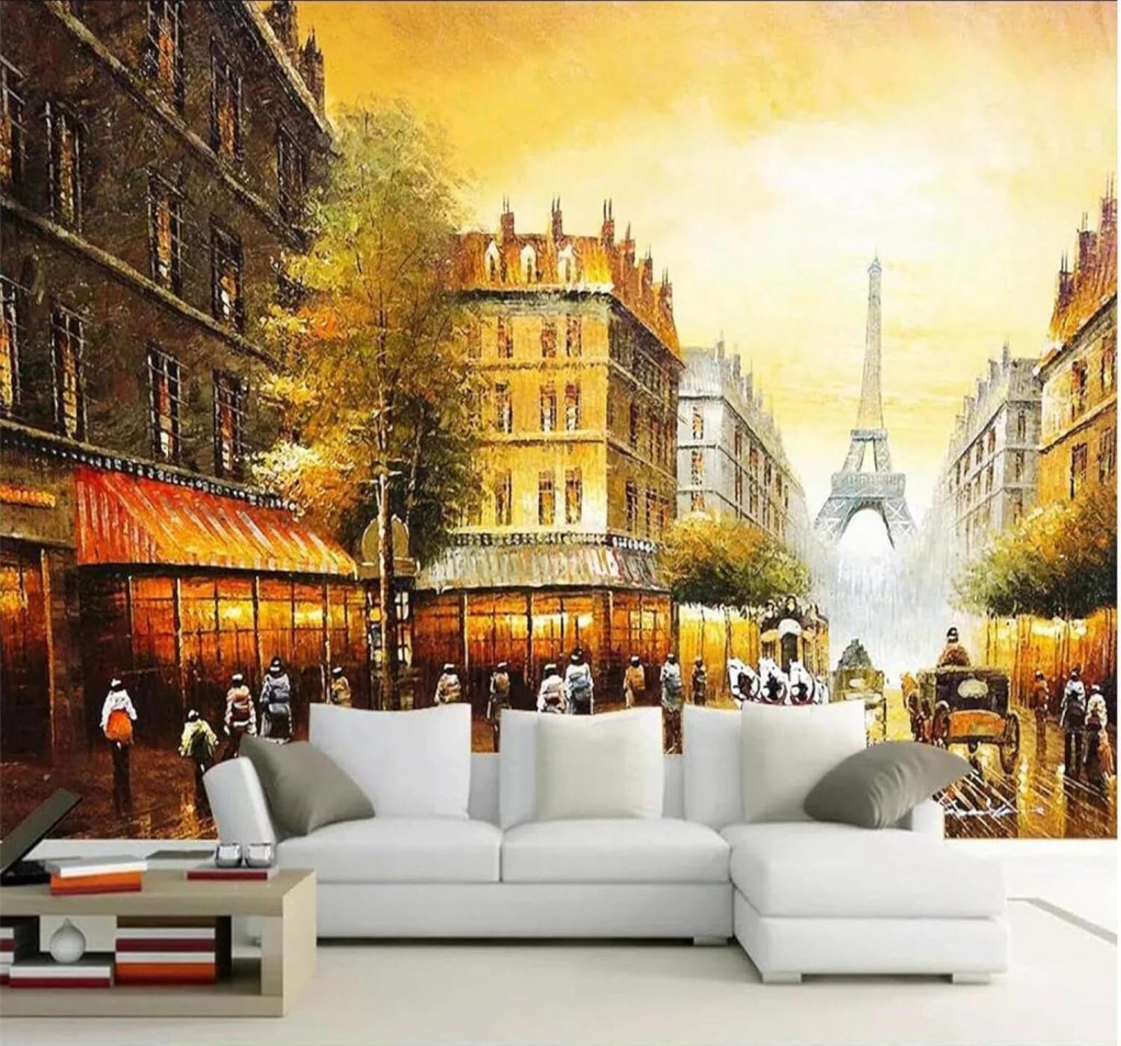 Xlming 350Cm×256Cm(B×H) Retro Three Dimensional Gold City Architecture Street Scene 3D Wallpaper Silky Texture Home Study Office Grey Dining Room Sofa Bedroom Living Room Tv Backdrop-350Cm×256Cm