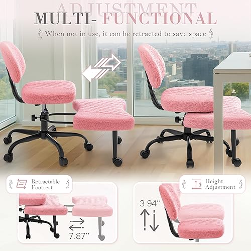 Miniatura 5 de Furmax Silla de oficina ergonómica con patas cruzadas con ruedas, silla de escritorio giratoria de 360 de altura ajustable con reposapiés para TDAH,