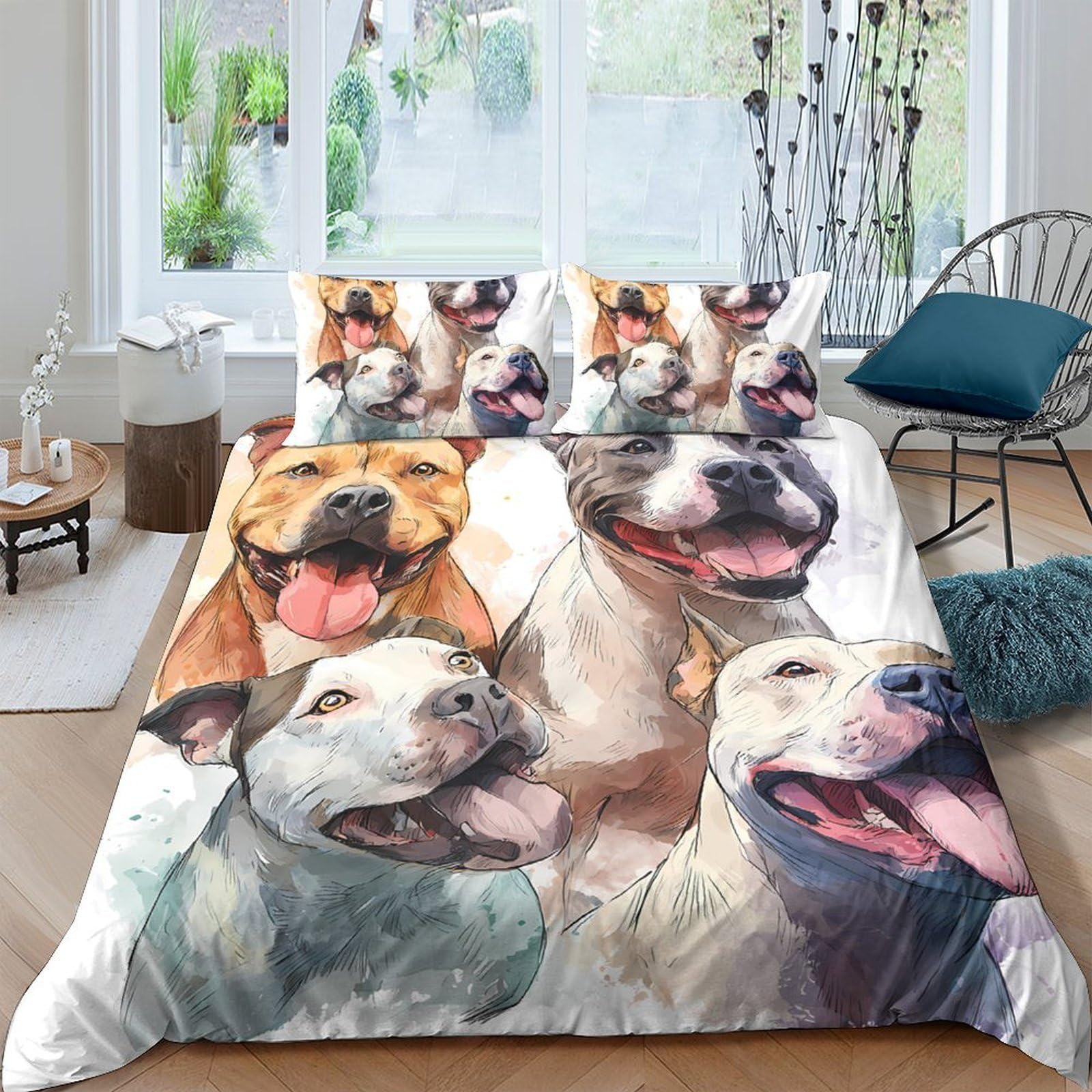 Ctjqhvkz Style-1 3D Printed Happy Dog Fitted Sheet Microfiber Soft Washable Cartoon Puppy Mattress Cover For Bedroom Guest Room Decor Single（135X200cm）