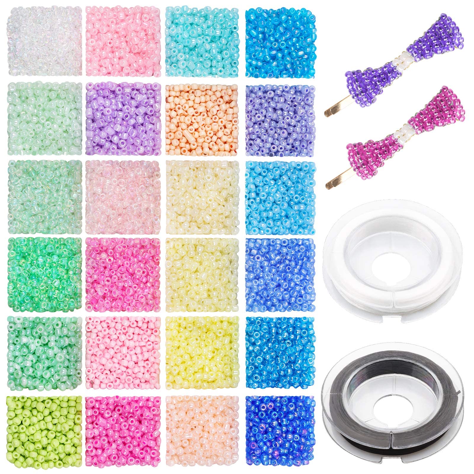 Prettme Multicolor B 2Mm Glass Seed Beads For Bracelet Making Kit,7200Pcs 11/0 Pastel Colours Small Pony Tiny Beads For Embroidery Necklaces Earrings Crafting, Jewellery Making Kit