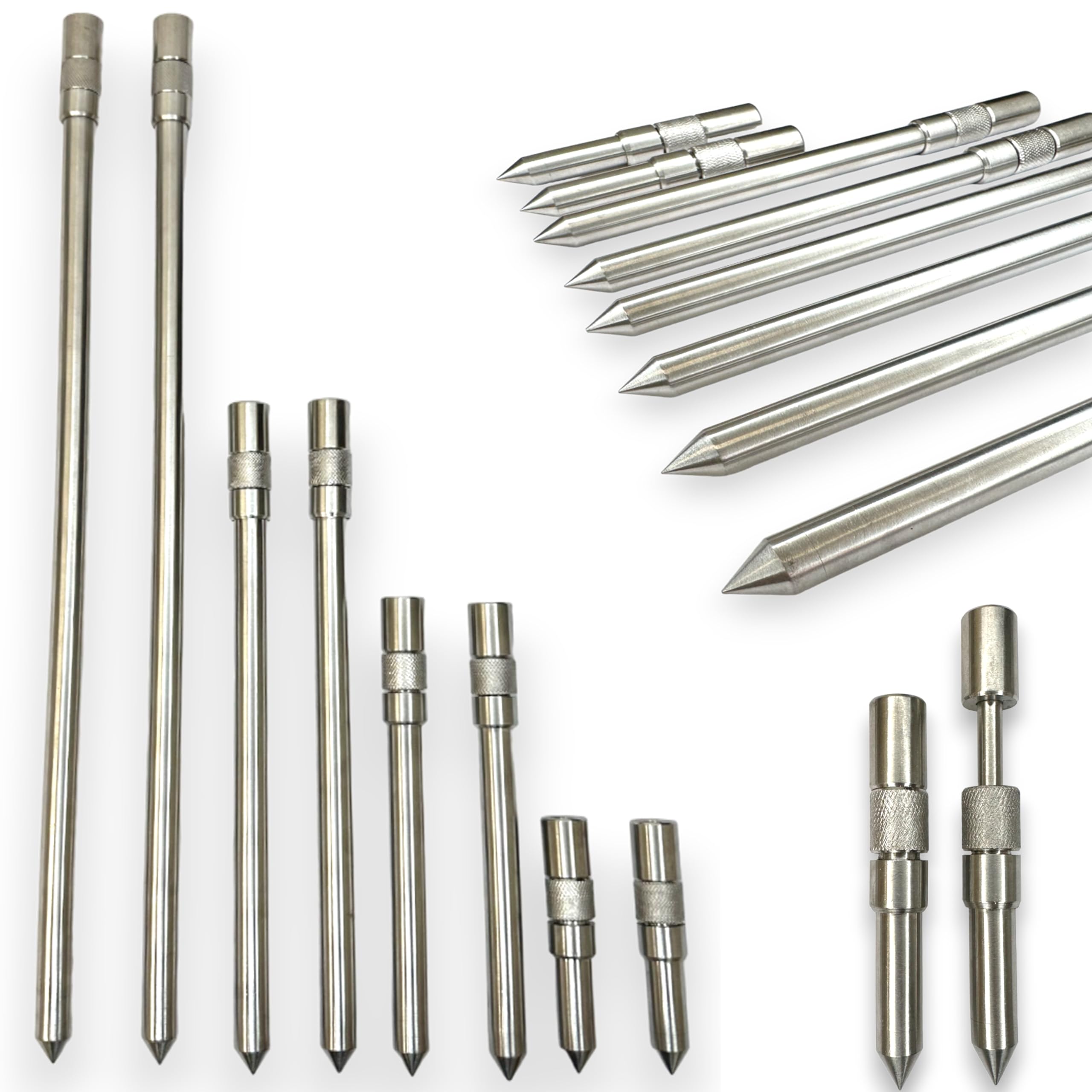 LFS Anti twist Stainless Steel Banksticks Carp Fishing Bank Sticks High Quality (4 x 10-20cm)