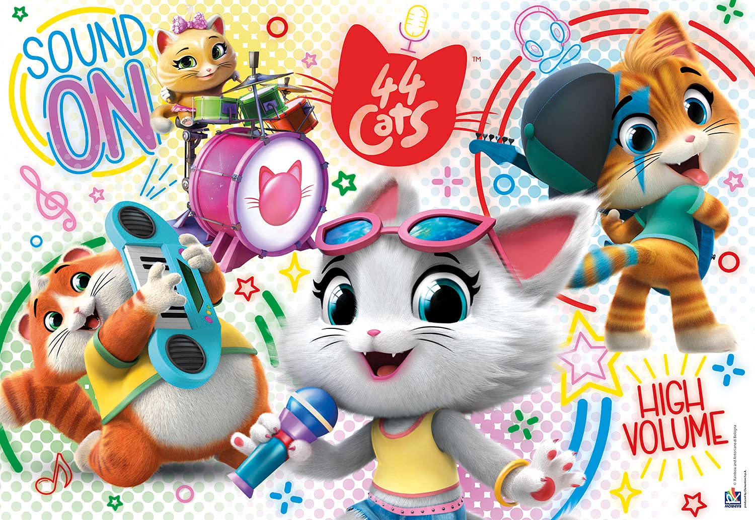 Clementoni 25466, 44 Gatti Supercolor - Puzzle da pavimento per bambini, 40 pezzi, età 3 anni in più