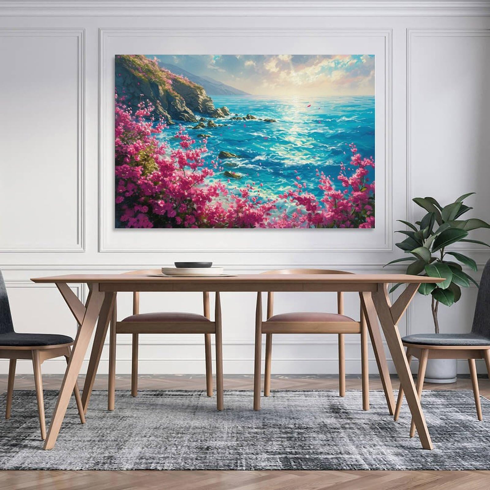 Amazon.co.jp: 絵画 色鮮やかな空と青い水のビーチインテリア 絵画