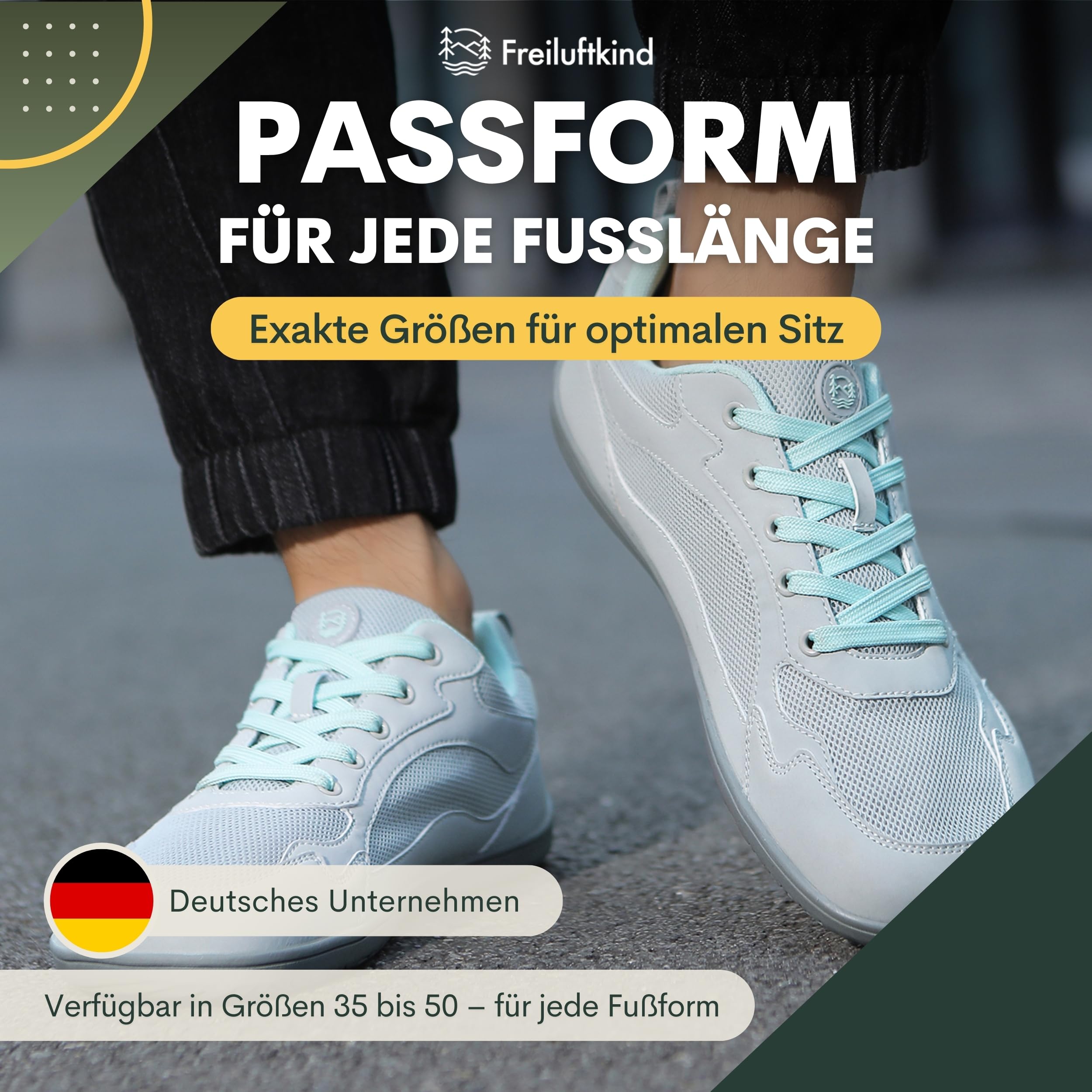 Freiluftkind Das Original Everest Sneaker Barfußschuhe – Der perfekte Barfußschuh für Dein Abenteuer – Barfuß Sneaker Damen – Barfuß Sneaker Herren