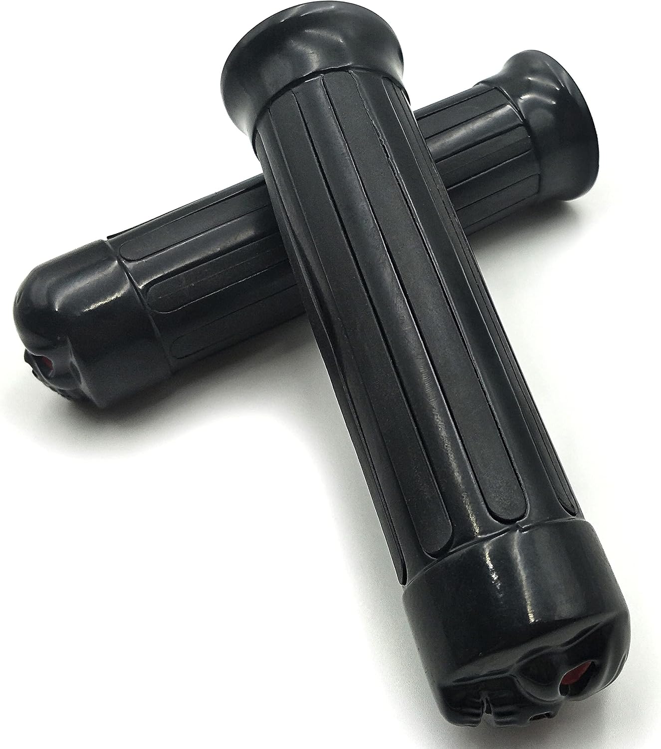MT080-25-BK Black Skull style Hand Grips 1 inch Handlebar Compatible with Harley XL 883 Hugger Sportster Cruiser