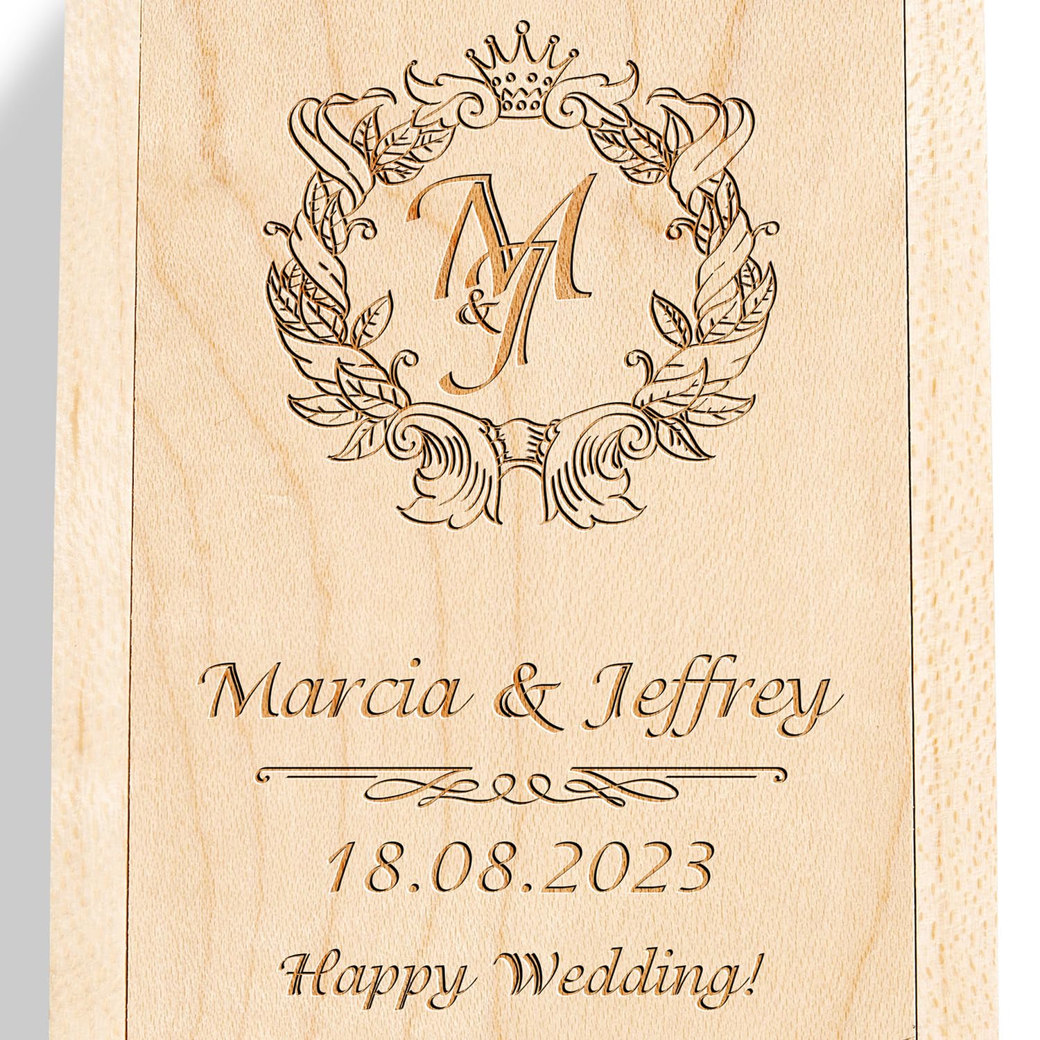 Chiavetta USB con incisione personalizzata in legno massello Drive USB 3.0 Chiavetta USB in Acero legno con incisione regalo personalizzata per matrimoni, anniversari, lauree, compleanni (256GB, A)