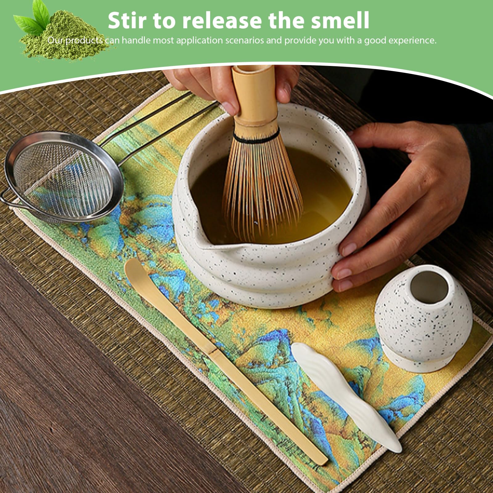 BAIFULAI 2-tlg. Matcha Schale Set - Japanische Teeschale Mit Schneebesenhalter