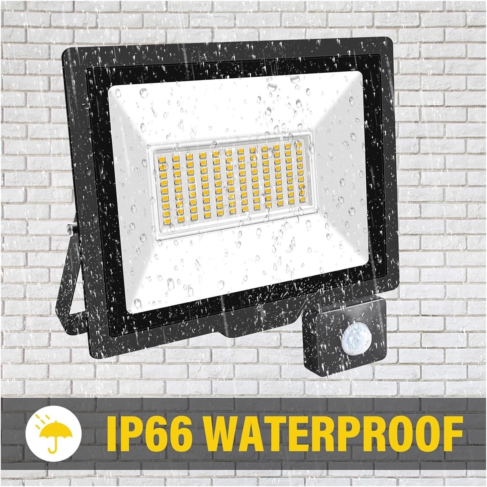 Lampy solarne zewnętrzne, Indukcja z regulowanym czujnikiem PIR Reflektor zewnętrzny do patio, ogrodu(Warm,30W)