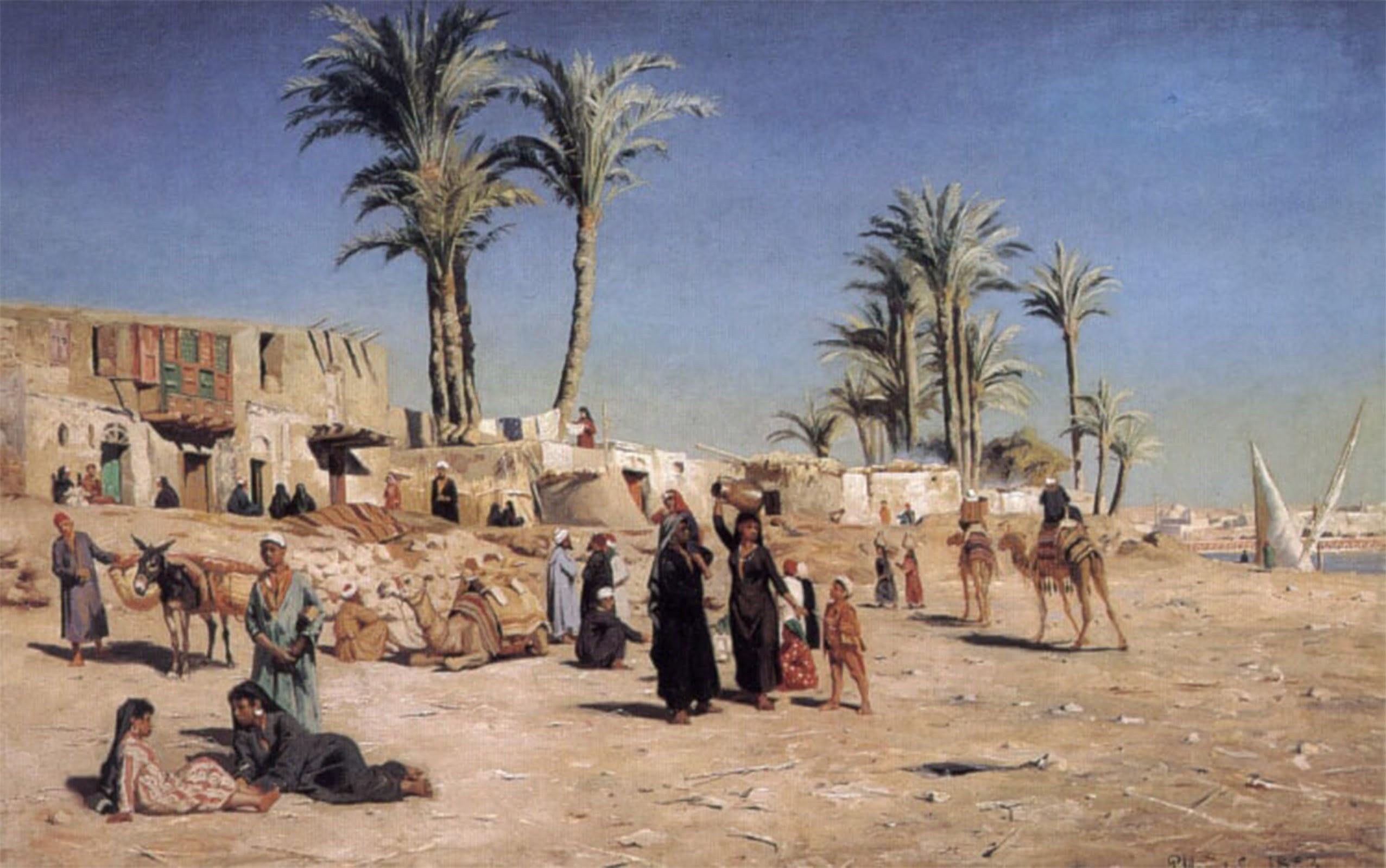 ARTXLXXBN Famous Art Print Poster Vintage Wall Art in the Outskirts of Cairo by Peder Canvas Art Poster for Home Decor 60x90cm