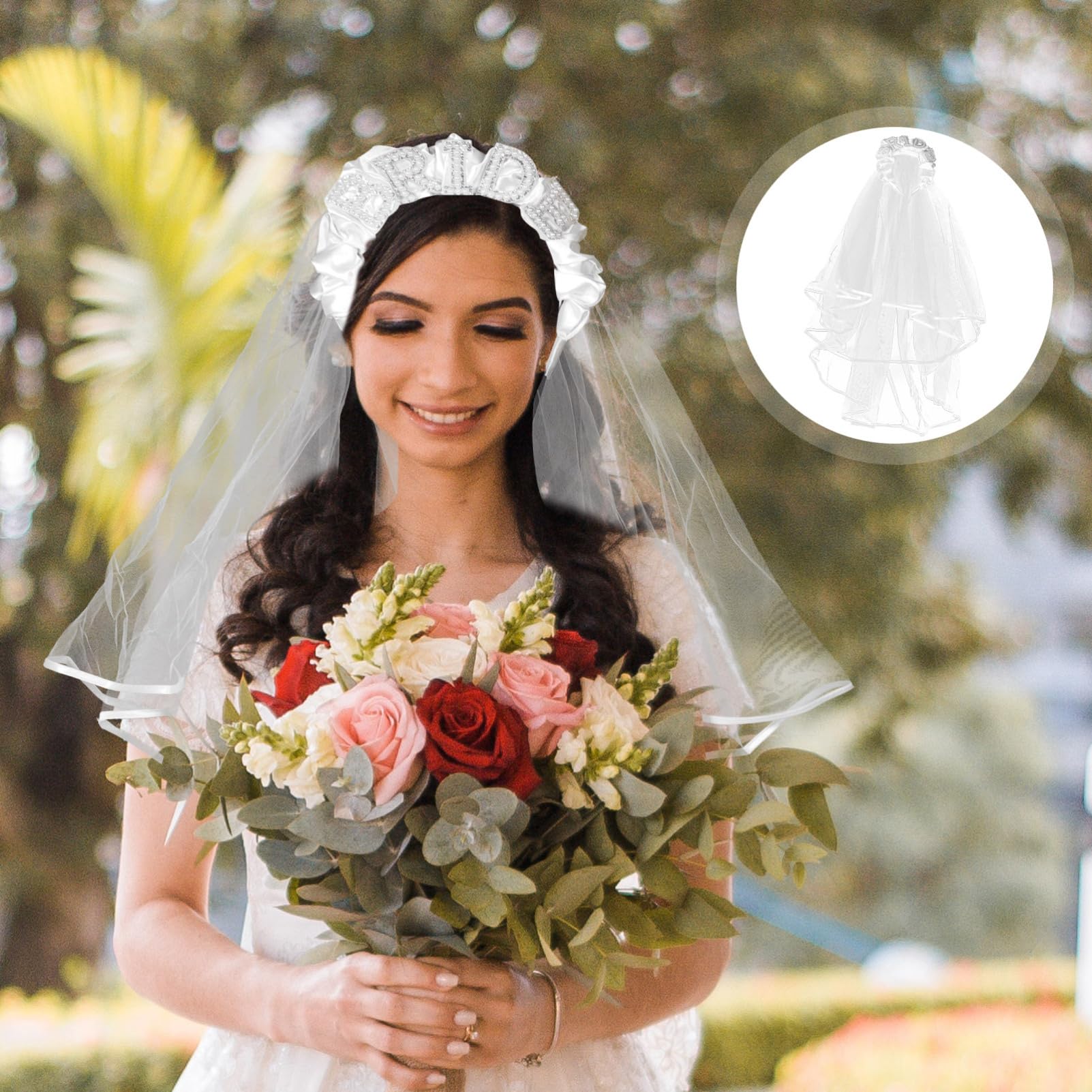 4 Stück Brautschleier Stirnband Hochzeit Dekoration trauzeugen trauzeugin Haarschmuck für Frauen Knotenstirnbänder für frauen Schleier-Stirnband-Netz