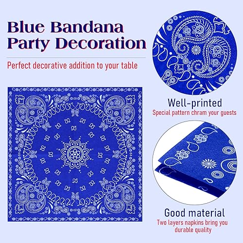 Miniatura 3 de Teling 100 pañuelos desechables de 2 capas, servilletas de papel con estampado de cachemira occidental para fiesta, bandana con temática de vaquero,