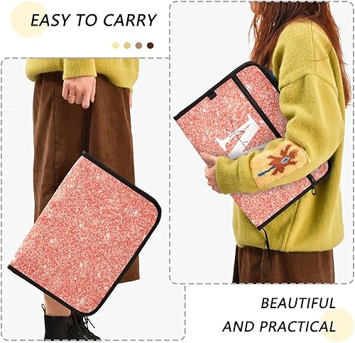 Miniatura 4 de Kcldeci Custom A4 File Folders Coral Pink Glitter Personalized Accordion File Organizer Folders with Pockets Paper Organizer Folder for School Office