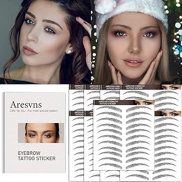 Aresvns 4D Tattoo Eyebrows 99 Pairs! Newly Improved Good Looking Black Eyebrows Tattoo Waterproof and Long-Lasting,Popular Eyebrow Shapes,Suitable Sizes.Brow Transfer Sticker for Women Christmas Gift