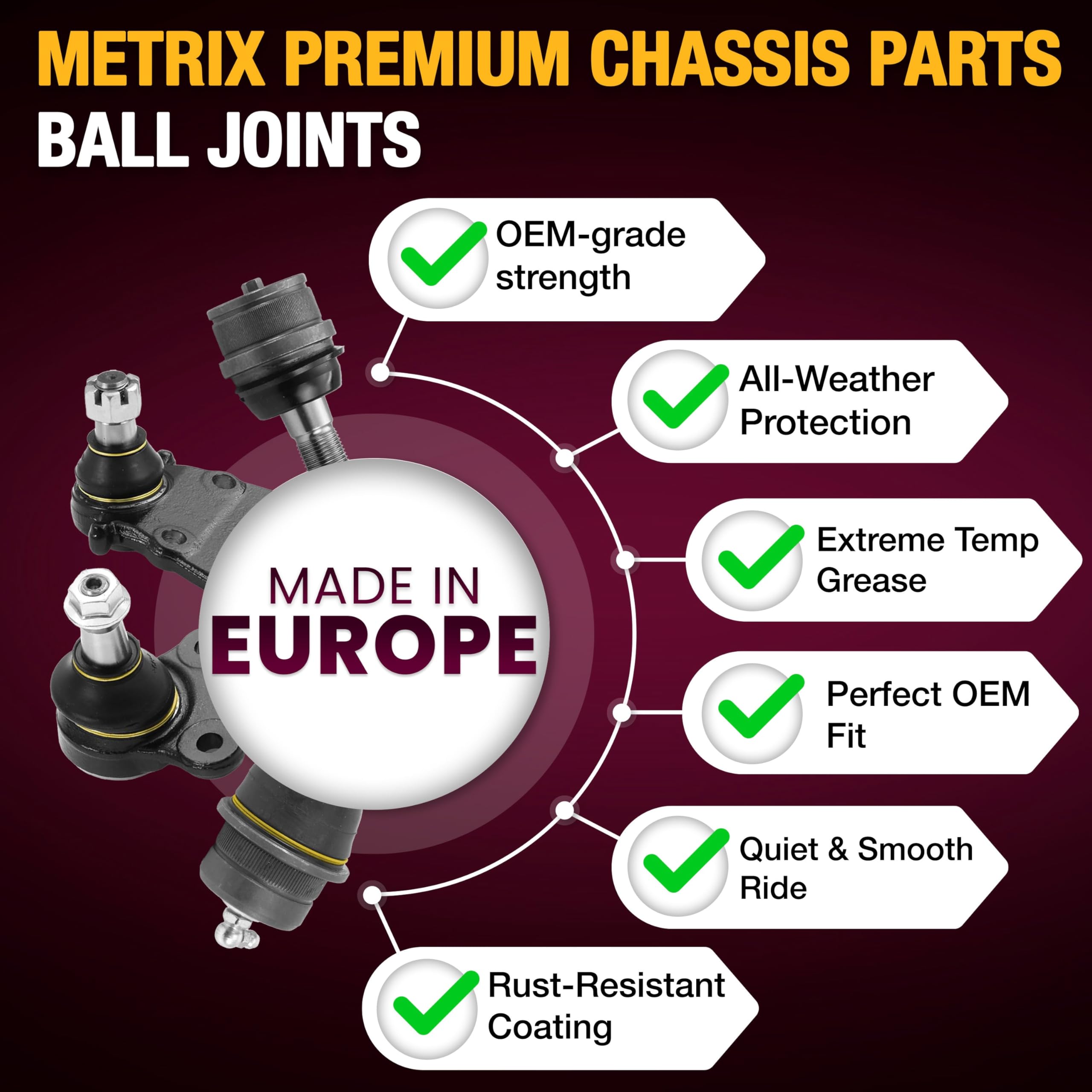 Metrix Premium Chassis Parts - 2 PC Front Lower Ball Joint Kit