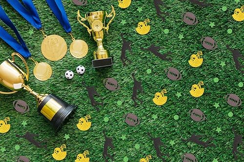 Miniatura 3 de 200 piezas de confeti de fútbol americano, dorado, marrón, negro, verde, estrellas, casco, confeti, tema deportivo, confeti de papel con purpurina