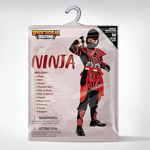 Miniatura 7 de Spooktacular Creations Disfraz de ninja de Halloween para niños, disfraz de ninja para niños pequeños, disfraz de Halloween, fiestas de disfraces