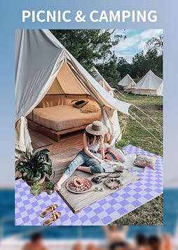 Antfuny Giant Beach Towel Blanket Autumn Outing Stuff for Women & Men Road Trip Camping Gear Ship Cruise Gear Must Haves Extra Large XXL Purple Plain PatternAirplane Accessories Travel Gadgets