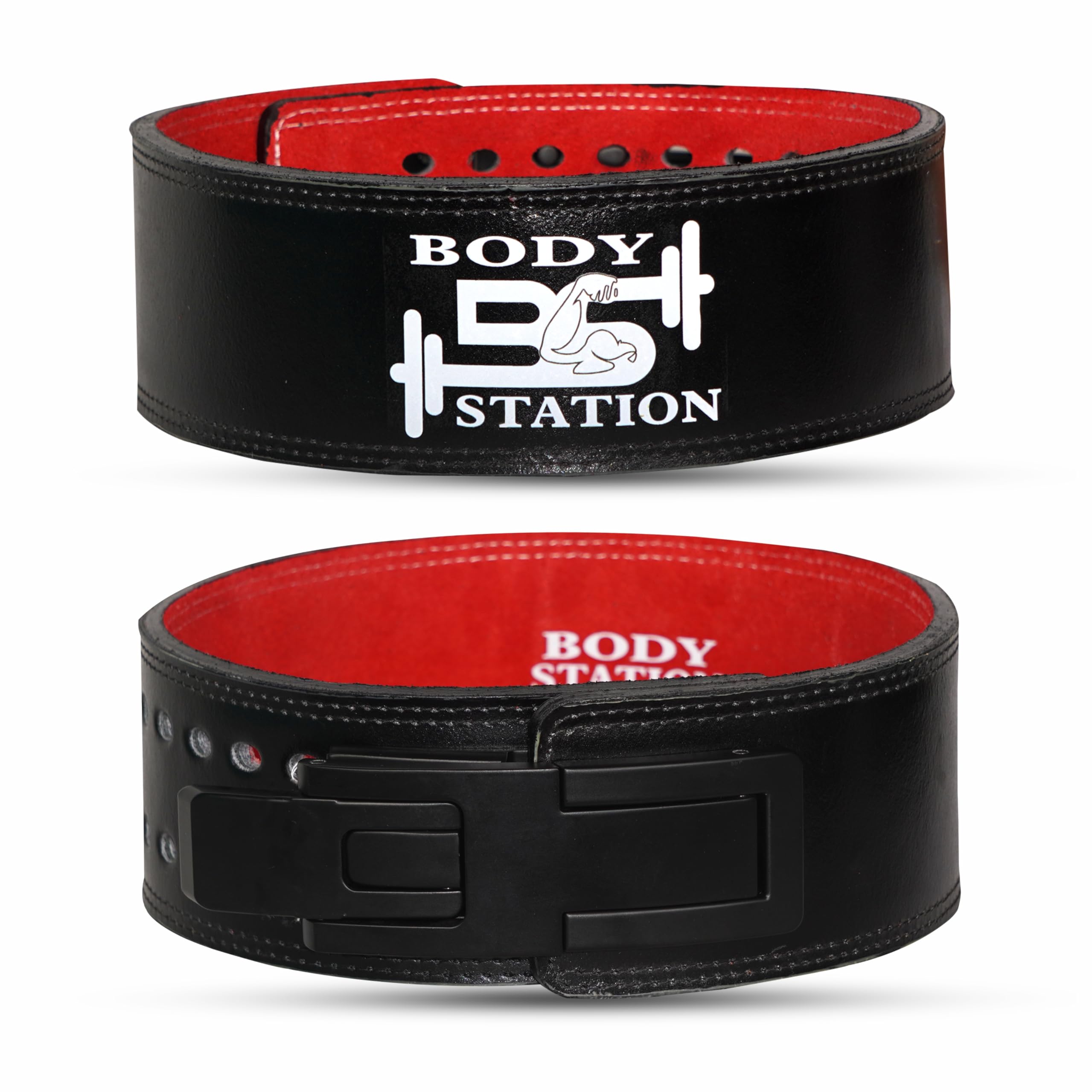 Bodystation Suede Leather (10 mm/13 mm) Weight Lifting Belt for Men & Women | Lever Buckle Powerlifting Gym Belt for Back Support | Heavy Duty Workout Belt for Squats, Deadlifts, Bodybuilding & Fitness Training-image-16