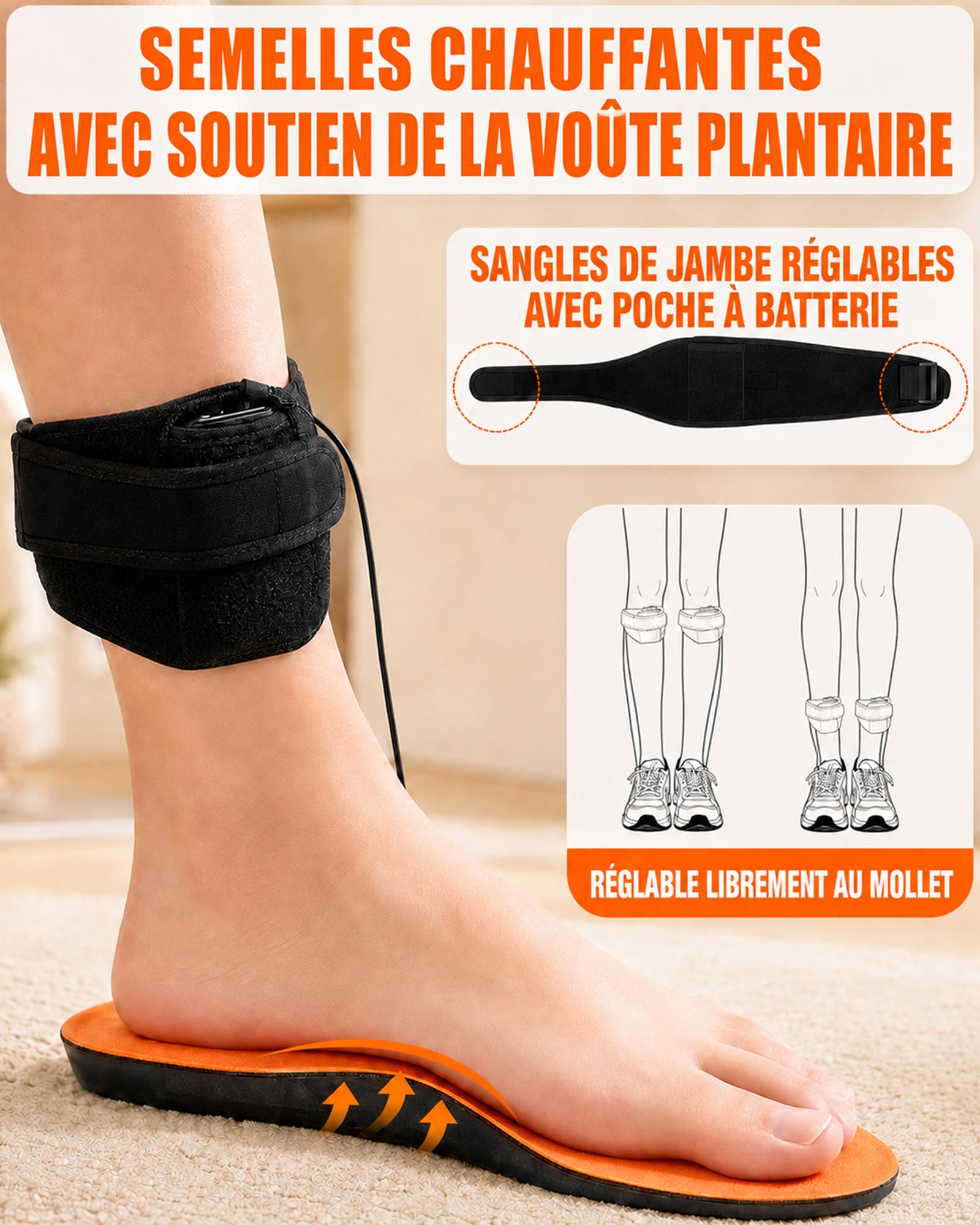 Semelles Chauffantes Découpables, Soutien Voûte Plantaire Homme & Femme