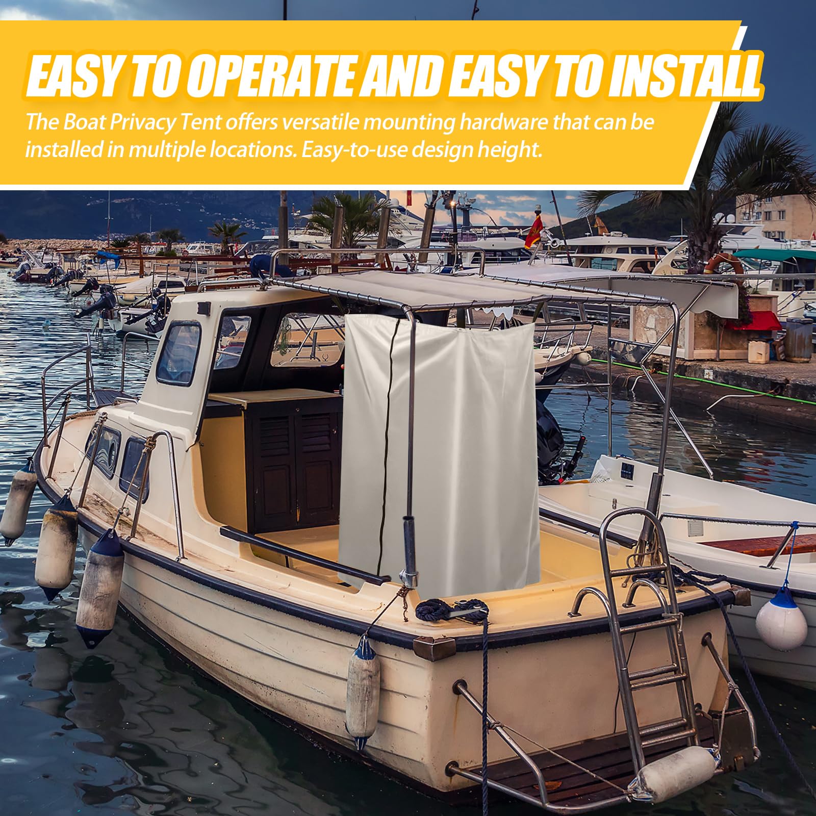 Rideau D’intimité Pour Bateau Et Camping – Tissu Oxford 210D Imperméable, Dimensions 77x69x183 Cm, Blanc